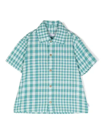 Knot Babies' Theo Check-print Short-sleeve Shirt In Blau