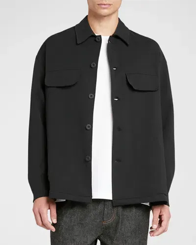 Knt Men's Cotton Overshirt In Black