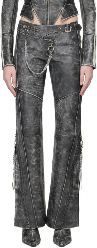 Knwls Black Nihil Moto Leather Pants In Moto Black