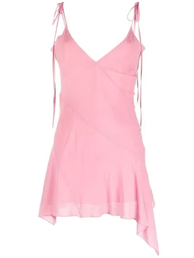 Knwls V-neck Asymmetric Mini Dress In Pink