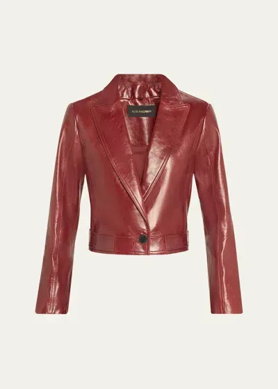 Kobi Halperin Astra Cropped Leather Jacket In Bordeaux