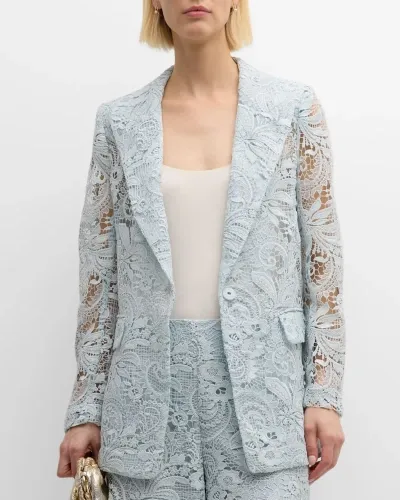 Kobi Halperin Joel Peak-lapel Floral Lace Jacket In Ice