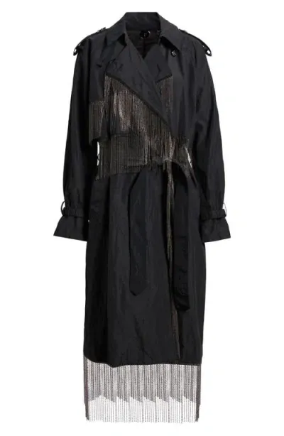 Kobi Halperin Orly Chain Fringe Trench Coat In Black