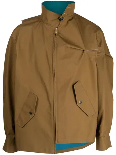 Kolor Asymmetric Lightweight Jacket In Brown