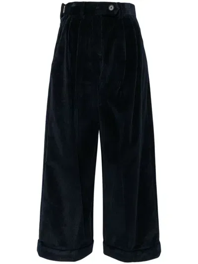 Kolor Corduroy Pleat-detail Trousers In Blue