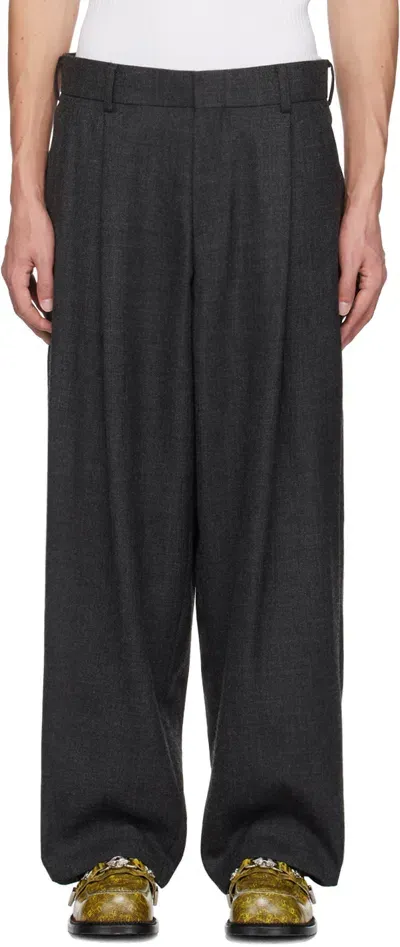 Kolor Gray Wide Wool Trousers In Grey