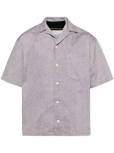 Kolor Internal Baseball Collar Cotton Shirt In Brown