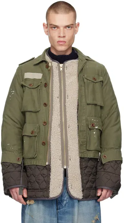 Kolor Khaki Layered Coat In B-khaki