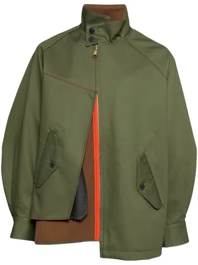 Kolor Layered-design Zip-up Military Jacket In Green