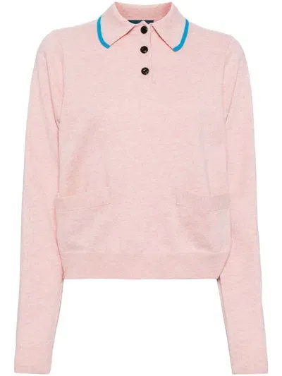 Kolor Long-sleeved Wool Polo Top In Rosa