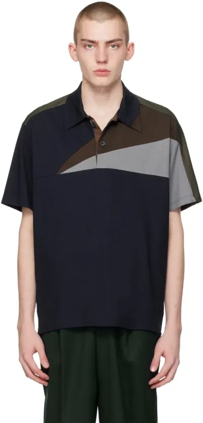 Kolor Navy Paneled Polo