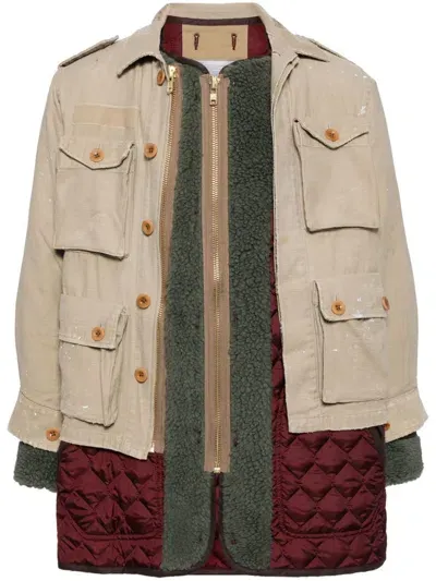 Kolor Patchwork Jacket In Neutrals