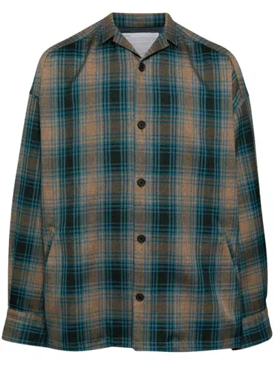 Kolor Plaid-patterned Shirt Jacket In Blue