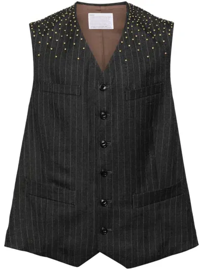 Kolor Stud-embellished Waistcoat In Grey