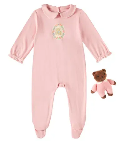 Konges Sløjd Baby Coty Cotton Onesie And Stuffed Animal Set In Pink