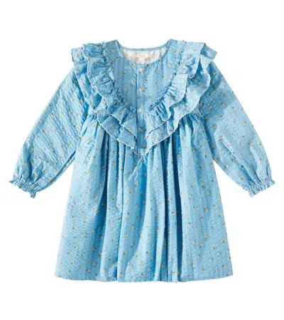 Konges Sløjd Kids' Kim Ruffled Cotton Dress In Billie Blue