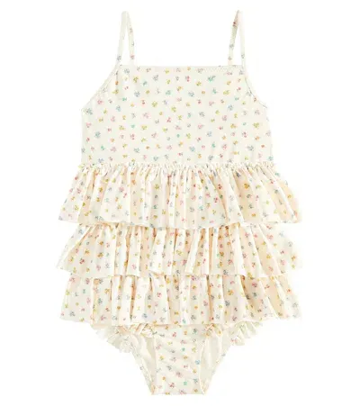 Konges Sløjd Kids' Manuca Ruffled Floral Swimsuit In Multicoloured