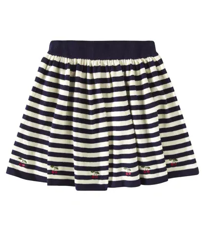 Konges Sløjd Kids' Venton Striped Knitted Cotton Skirt In Navy Stripe