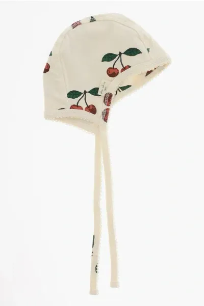 Konges Slojd Cotton Hat With Cherries Print In Neutral