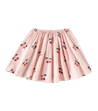 Konges Slojd Kids' Kim Gingham Cotton Seersucker Skirt In Pink