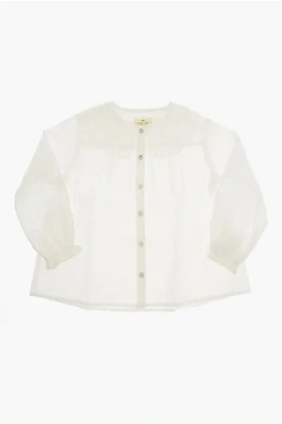 Konges Slojd Solid Color Rilo Shirt With Sangallo Collar In White