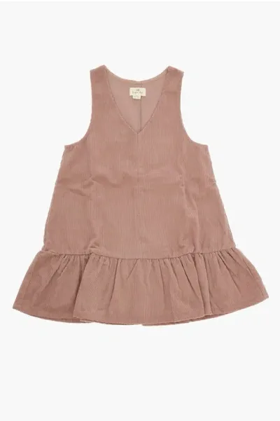 Konges Slojd V-neck Corduroy Sully Magot Dress In Brown