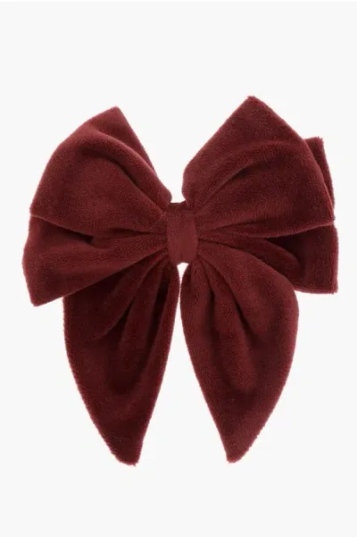 Konges Slojd Velvet Bow-shaped Hair Clip In Red