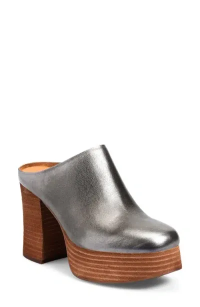 Kork-ease ® Veronica Platform Mule In Silver Leather