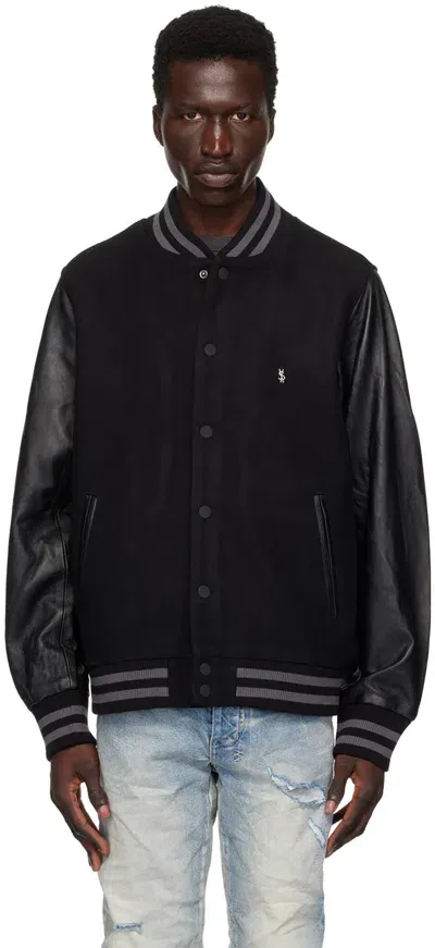 Ksubi Black 1999 King Letterman Leather Jacket