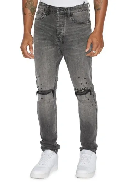 Ksubi Chitch Ripped Slim Tapered Leg Jeans In Black