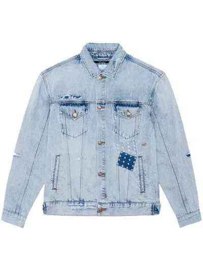 Ksubi Distressed Denim Jacket In Blue