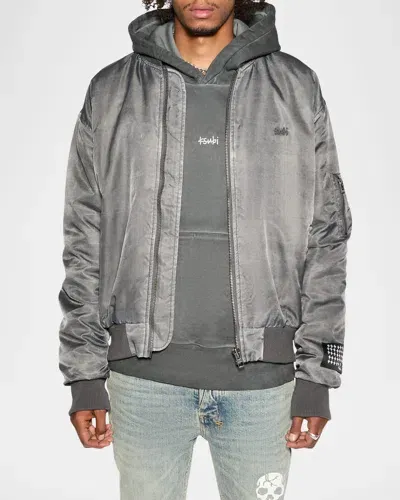 Ksubi Gray Royalty Bomber Jacket In Charcoal