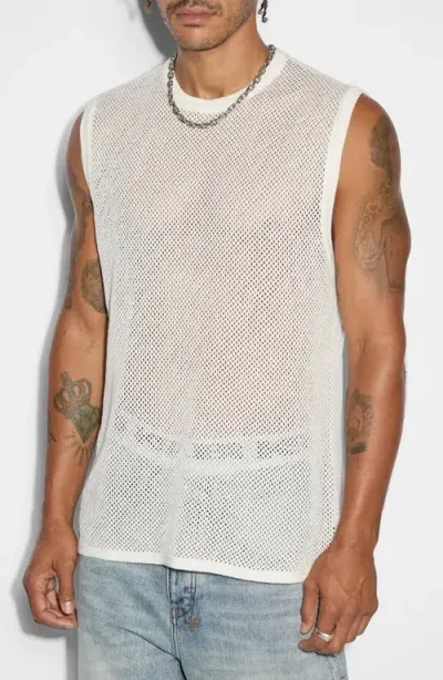 Ksubi Networth Longline Cotton Mesh Tank In White