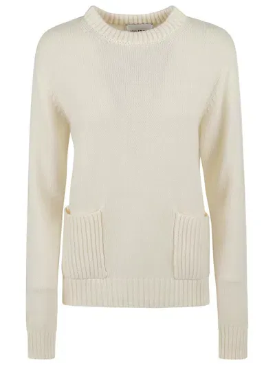 Kujiten Ivory White Cashmere Crew Neck Sweater