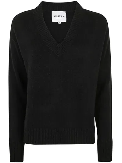 Kujten Lila V-neck Sweater Clothing In Black