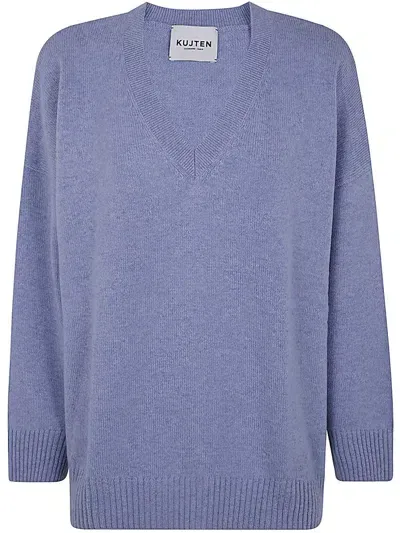 Kujten Mathilda Long Sleeves V-neck Sweater Clothing In Azul