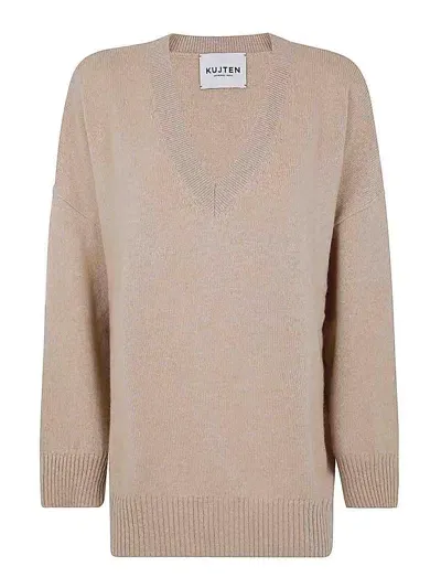 Kujten Mathilda Long Sleeves V-neck Sweater In Pink