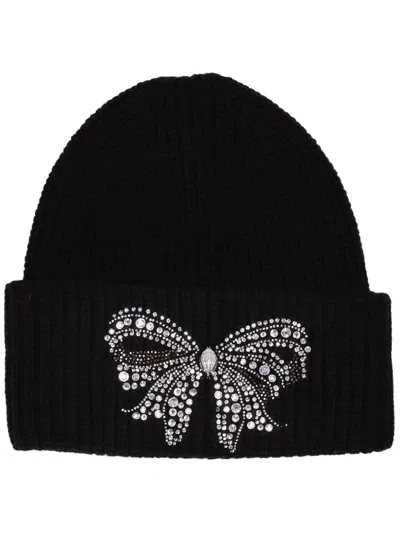 Kurt Geiger Belgravia Bow Beanie In 黑色