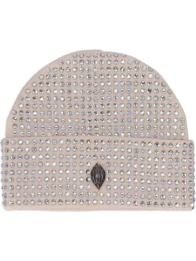 Kurt Geiger Crystal-embellished Eagle Beanie In Neutrals