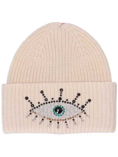 Kurt Geiger Evil Eye Beanie In Neutrals