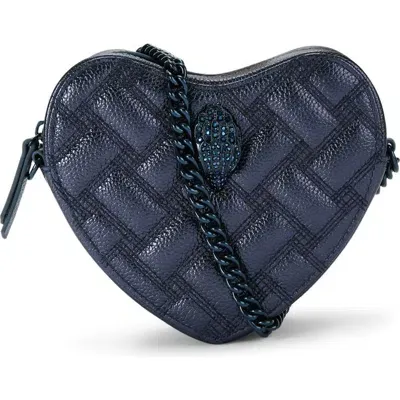 Kurt Geiger London Kensington Heart Quilted Leather Crossbody Bag In Blue