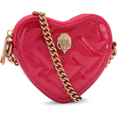 Kurt Geiger London Micro Kensington Heart Quilted Faux Leather Crossbody Bag In Red