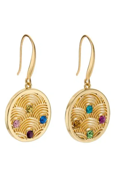 Kurt Geiger London Southbank Disc Drop Earrings In Gold/multi