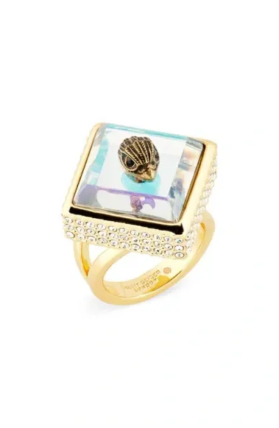 Kurt Geiger London Square Stone Cocktail Ring In Crystal