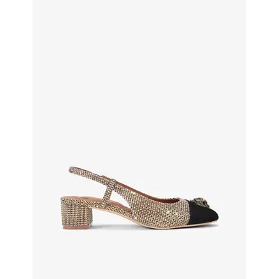 Kurt Geiger London Womens Beige Comb Sloane Crystal-embellished Woven Sling-back Pumps In Open Beige