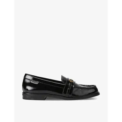 Kurt Geiger London Womens Black Mayfair Slim Buckle-embellished Flat Patent-leather Loafers