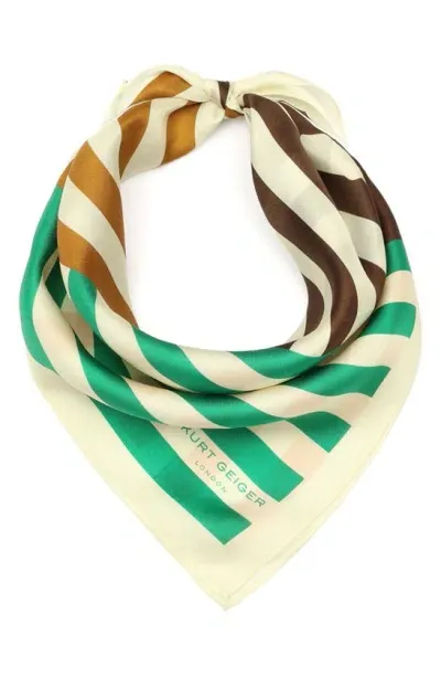 Kurt Geiger Mixed Stripe Silk Bandana In Brown Multi