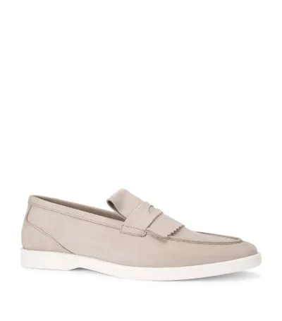 Kurt Geiger Nubuck Leather Julian Loafers In Neutrals