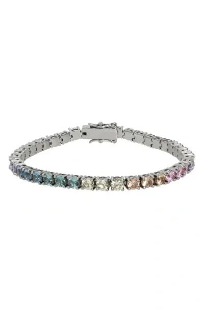 Kurt Geiger Pastel Cubic Zirconia Tennis Bracelet In Multi/silver