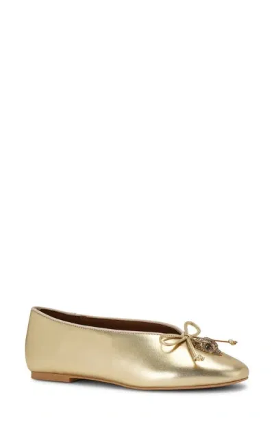 Kurt Geiger Sloane Eagle Ballet Flat In Gold